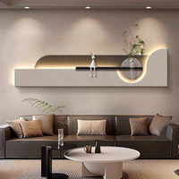 Lukisan Dinding Relief 3D Skandinavia Buatan Tangan, Seni Dinding untuk Teras, Aula, Lobi, Horizontal, Dilengkapi Lampu LED, Bahan Batu Pasir dengan Vas