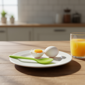 Gnali & Zani <b>Egg</b> Spoon Pico Pack Of 6 Green <b>Plastic</b> Utensil For Breakfast Use - Product Image 3