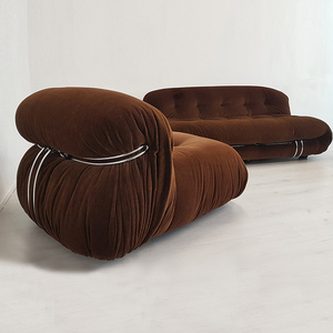 Sofá italiano para sala de estar, silla sin brazos <span class=keywords><strong>Soriana</strong></span>, sofá de suelo, silla de pana de tela naranja, sofá reclinable individual - Product Image 6