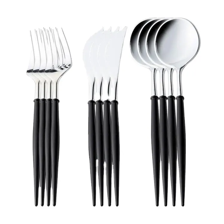 12Pcs Plastic Knife Fork Spoon Cutlery Set Minimalist Disposable Tableware Set Dinnerware Set for Party Wedding Birthday Picnic