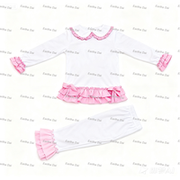 Ensembles de pyjama de Noël pour enfants ensembles de pyjamas pour enfants en coton rouge personnalisé col à volants ensembles de pyjamas pour bébés filles