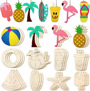 ป้ายไม้ชายหาดแบบขายส่ง 36 ชิ้น ของตกแต่งไม้แบบแขวนสำหรับวันหยุดธีมชายหาดและอุปกรณ์จัดปาร์ตี้ฮาวาย พร้อมบริการดรอปชิป - Product Image 1