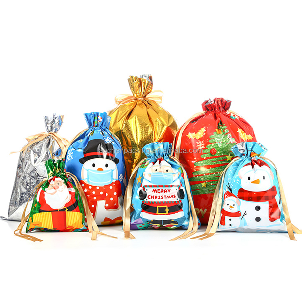 Christmas products festive party supplies,reusable drawstring bag,xmas accessories gift bags