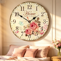 Reloj de Pared Redondo de 10 Pulgadas, de Madera, Silencioso, sin Tictac, Estilo Art Deco, con Agujas de un Solo Eje, Números Arábigos, Diseño de Naturaleza Muerta