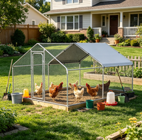 Poulailler multifonctionnel en acier galvanisé avec couverture imperméable anti-UV, porte verrouillable, grand enclos pour volailles, ferme avicole
