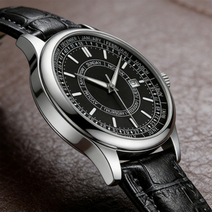 Orologio da <span class=keywords><strong>Uomo</strong></span> Elegante e di Lusso con <span class=keywords><strong>Cinturino</strong></span> in <span class=keywords><strong>Pelle</strong></span> e Calendario, Orologio al Quarzo per <span class=keywords><strong>Uomo</strong></span> - Product Image 2