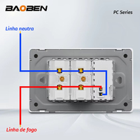 Panel de PC Ignífugo, Enchufe Estándar Brasileño, Toma de Corriente Doble USB Tipo C, Interruptor de Luz de Pared para Oficina, 118*72mm, Blanco, 10A 20A