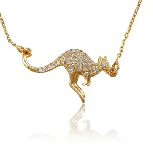 41865 Xuping Schmuck Cute Animal Series Känguru Mutter 18 Karat Gold Diamant Anhänger Halskette für Damen