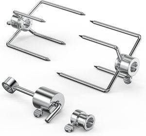 Fourchettes à viande de rechange pour rôtissoire de barbecue, qualité alimentaire, kit de 1 paire, avec embout de contrepoids pour broche, en métal résistant à la chaleur, forme carrée - Product Image 2
