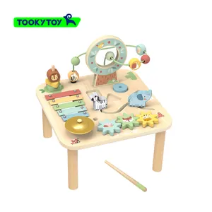Mongolian Children's Geometric Game Table Music Table Bead Animal Cognitive Assembly Gear Wooden Toy