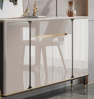 Buffet console contemporain avec portes coulissantes en cannage