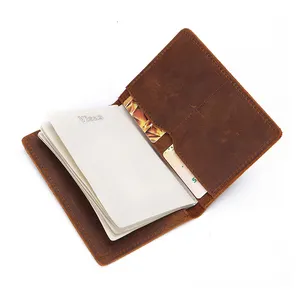 Pasaport kullanımı özelleştirilmiş orijinal deri hakiki inek derisi deri seyahat kartı cüzdan pasaport tutucu