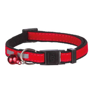 Collar Reflectante de Terciopelo para Gato con Campana Roja, Talla Mediana - Product Image 1