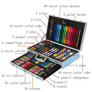 Vente en gros de coffret cadeau en aluminium Set de <span class=keywords><strong>dessin</strong></span> et de peinture Fournitures d'art Lot de 123 kits de <span class=keywords><strong>dessin</strong></span> de luxe pour adultes Artiste Débutants Enfants - Product Image 2