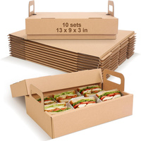 Barquettes de traiteur en carton kraft recyclé ondulé avec couvercles, jetables, pour pique-nique, boîtes de service, emballage alimentaire à emporter