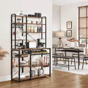 8-tier Pull-out Wire Basket Utility Storage Rack for Kitchen Baking Rack Microwave Holder, Coffee Bar Wine Rack Metal