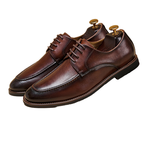 Factory Customized Men's Leather Dress Shoes Oxford Casual Lace-up <strong>Rubber</strong> Insole <strong>Loafers</strong> - Product Image 1