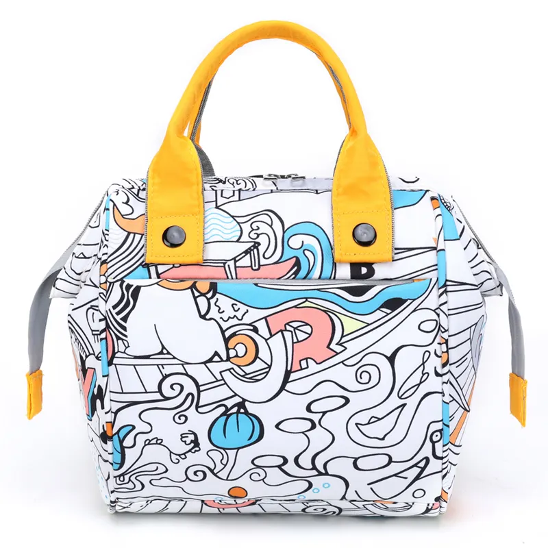 Potable Colorful Printing Mommy Bags Small Oxford Cloth Waterproof Backpack for Mom Baby Large Capacity Diaper Bags and Handbags