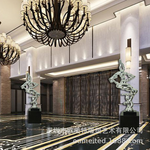 Escultura plateada electrochapada de forma irregular, decoración artística para vestíbulo de hotel y sala de exposiciones, venta al por mayor - Product Image 4