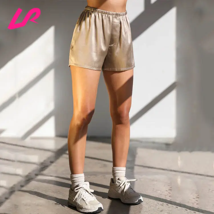 2023 Custom Logo Women Fashion Short Pants Light Weight Breathable Bottoms Soft Workout Running Boxers Silk Shorts