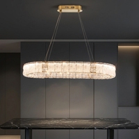 Nouvelle Suspension Luminaire de Restaurant en Cristal, Luxe Simple, pour Table à Manger et Bar, Luminaire Linéaire Postmoderne