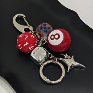 Llavero de Billar con Diseño Personalizado, Paquete de 8, Colgante para Móvil, Coche, Bolso, Decoración, Llavero de Goma Negra - Product Image 5