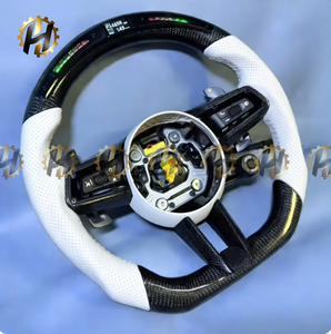 Volant personnalisé en fibre de carbone, recouvert de cuir, avec éclairage LED pour Cayenne Macan <span class=keywords><strong>911</strong></span> Taycan Turbo 4s Panamera - Product Image 5