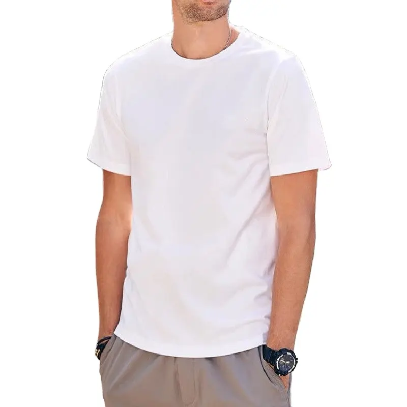 Summer New Men's Short Sleeve T Shirt Solid Color Bottom Shirt Loose Leisure Half Sleeve Shirt Large Size Men's Clothing