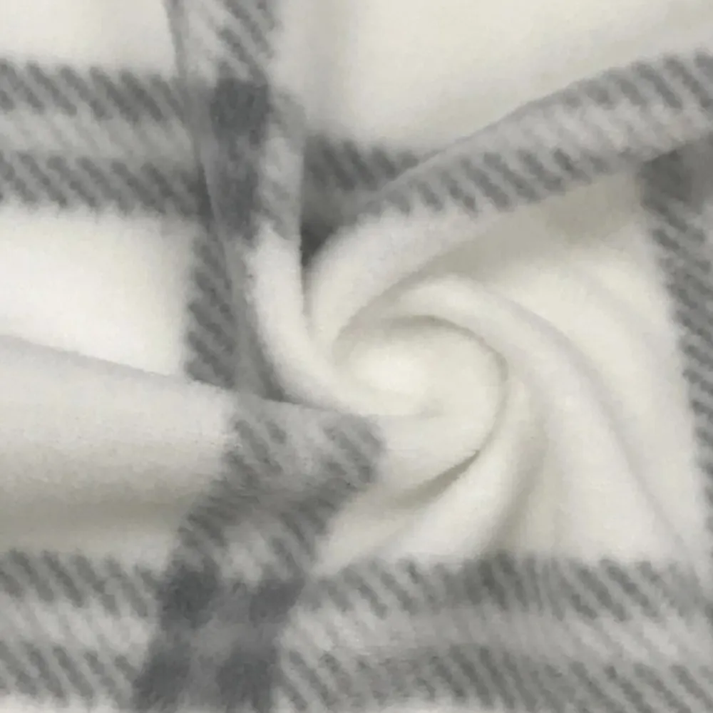 AMOSTRA GRATUITA de tecido 100% poliéster escovado tecido de lã polar de um lado tecido de malha xadrez estampado