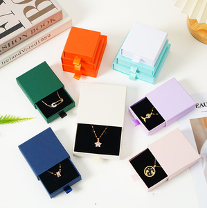 Custom logo drawer jewellery box Printed Elegant Pendant Stud ring earring gift box unique jewelry packing box