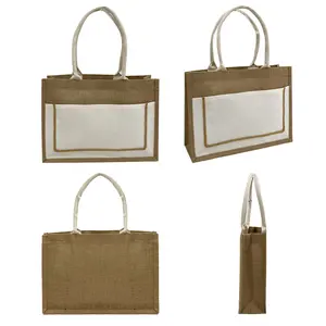 Wholesale Wedding Welcome Bag Jute Lined Market Tote Reusable Tote Bags Eco Friendly Jute Tote Shopping Bag for Girls