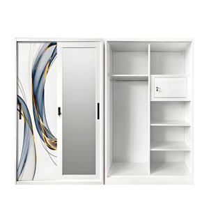 Porte Scorrevoli per <span class=keywords><strong>Armadio</strong></span> <span class=keywords><strong>con</strong></span> <span class=keywords><strong>Specchio</strong></span> per Camera dei Bambini, Guardaroba in Acciaio, Vendita Calda - Product Image 4