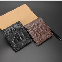 Dompet pendek Pria, tempat kartu bisnis kulit Pu buaya buatan tangan, kapasitas besar banyak Slot kartu