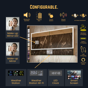 Armoire miroir LED à intensité variable avec commande vocale et Bluetooth pour spa bien-être - Product Image 5