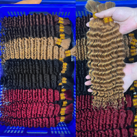 Venta al por mayor de cabello rizado profundo, esponjoso y hermoso, cabello humano natural a granel para crochet DIY, compra al por mayor, proveedor líder.