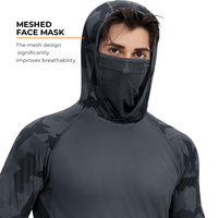 Sudadera con Capucha para Hombre, Manga Larga, UPF 50, para Actividades al Aire Libre, con Mascarilla de Malla Integrada, Tejido Elástico de Secado Rápido, para Senderismo y Pesca, con Logotipo Personalizado