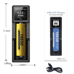 شاحن بطاريات ليثيوم 18650 بشاشة LCD 37 فولت متوافق مع بطاريات 21700 و26650 و12 فولت AA/AAA Ni-MH صنع في الصين - Product Image 3