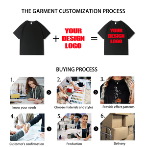 Camiseta de algodón puro de 300g con doble hilo, cuello pequeño, color liso, manga corta, estilo vintage, corte holgado, unisex, a la moda, transfronteriza. - Product Image 5