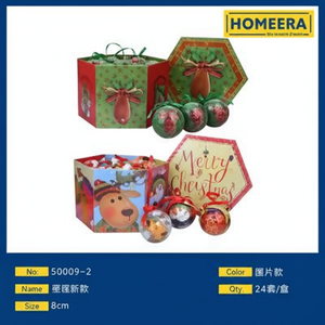 All'ingrosso 8cm di natale ornamento palle colori misti PVC ricamato di perline floccate piccole 24 scatole Per cartone decorativo - Product Image 1