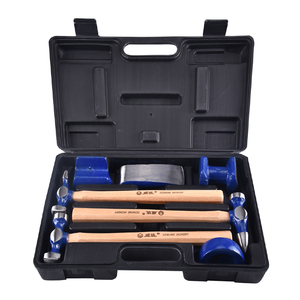 Ensemble de marteaux de mécanicien pour la réparation de <span class=keywords><strong>carrosserie</strong></span> automobile de haute qualité, 7 pièces, avec manche en hickory, étui de transport, acier à haute teneur en carbone personnalisable OEM - Product Image 1