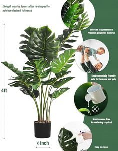 Plantas artificiales de 4 pies de alto para palmera de <span class=keywords><strong>queso</strong></span> suizo, plantas de suelo tropicales de imitación decorativas para interiores para el hogar, la Oficina, la boda y La Navidad - Product Image 3
