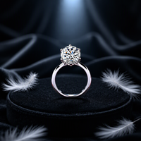 Bague en Moissanite en Gros, Argent 925, Bague Solitaire VVS, Coupe et Couleur Personnalisées, Fournisseur de Bijoux, Usine OEM pour Femmes