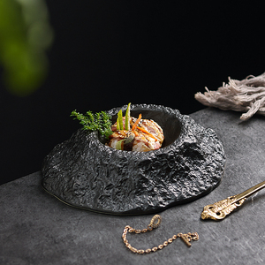 High-end matte hitam grosir Custom Appetizer melayani piring piring restoran Hotel piring keramik mangkuk restoran - Product Image 1