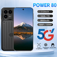 Smartphone Baru Power 80 Android 16 Layar HD 7,3 inci 8800mAh Penyimpanan 16GB+1TB Kamera 108MP untuk Gaming, Live Streaming, dan Kerja