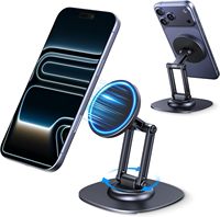 Support de téléphone magnétique rotatif à 360° pour bureau, support de téléphone portable pliable en aluminium réglable pour iPhone Pro Max