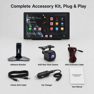 Autoradio Android 9 pouces avec écran tactile, navigation GPS, lecteur multimédia, montage universel sur tableau de bord, noir - Product Image 6