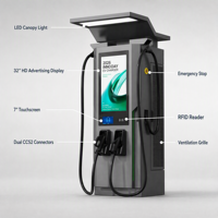 Nouveau chargeur EV commercial DC 120 kW CCS2 à double connecteur avec écran publicitaire, câble de 5 mètres / personnalisable