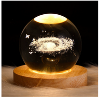 Lampes décoratives intelligentes personnalisées, boule de cristal en verre 3D, dragon, fleur, sphères lumineuses, support, lampe lunaire LED, souvenir pour lit