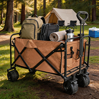 Chariot pliant robuste 200L grande capacité, chariot de camping à châssis profond, chariot utilitaire avec roues tout-terrain tout-terrain