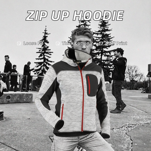 Sweat à capuche zippé long en molleton de coton 370 GSM, coupe oversize, unisexe, streetwear, impression personnalisée, directement de l'usine - Product Image 2